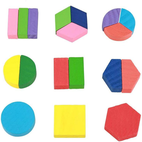 Pedagogisk träleksak, barn geometrisk form blockbyggnad tidig inlärning pussel (stil 2) color 2