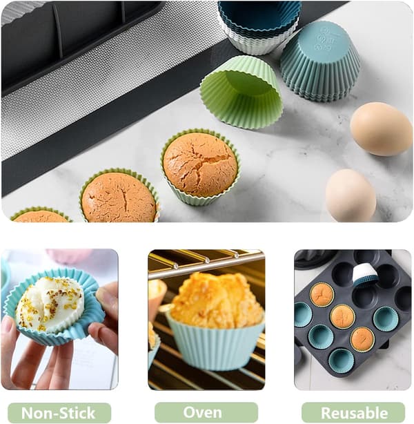 Silikone Cupcakeforme Genanvendelige Køkken Bageforme Non-stick Muffinforme Sæt