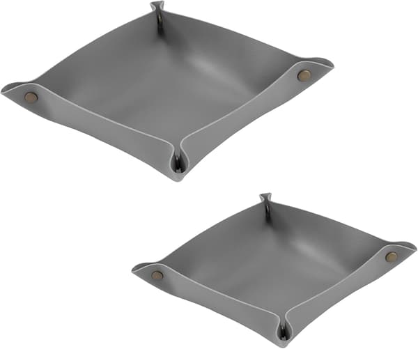 Smyckeskrin i läder för skrivbord (grå) 2 delar grey
