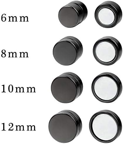 4 par Unisex Magnetiske Øreringe i Rustfrit Stål, Falske Plug Tunnel Øreclips (sort)