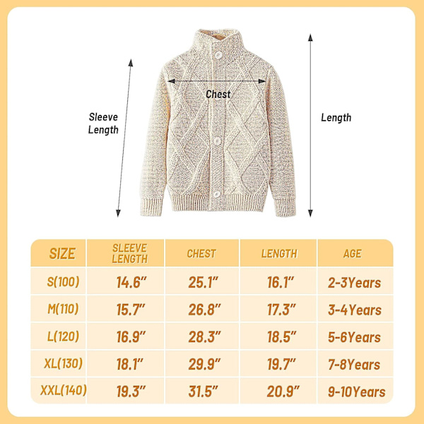 Baby Stickad Tröja Flicka Mjuka Outfits Toddler Stickade Tröjor Pojke Vinter Cardigan Barn Långärmad för Spädbarn, Storlek:L apricot 120 cm