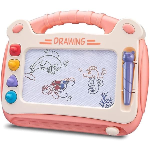 Magnetisk graffititavle, magnetisk sletbar tegnetavle børnegave (pink)