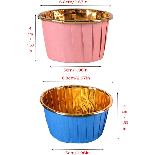 100-delad muffinsform i papper (blå guld, rosa guld)