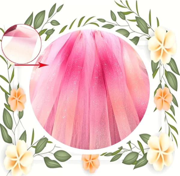 1 stk. regnbuegradient glitter tyllstoffrull (6 tommer x 10 yards), rosa color 5