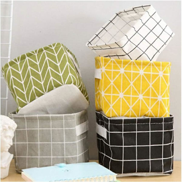 5-pack Mini förvaringskorgar för kosmetika, böcker, heminredning Canvas Organizer Väskor (8x6,3x5,1 tum)