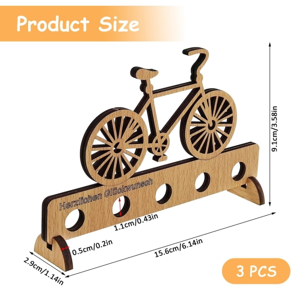 3 st Original Trä Födelsedagspresent för Cykel, Silver Original Träpresenter, Trä Cykelhållare