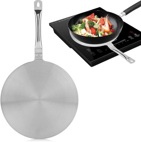 Varmeledningsplade i rustfrit stål til induktionskomfur (sølv, 24 cm) 1 stk. 24cm