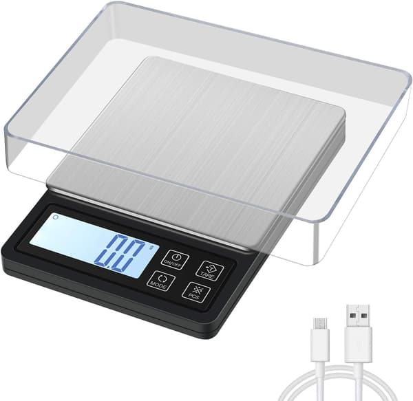 Digital köksvåg USB-laddning, 3000gx0.1g köksvåg, LCD-display