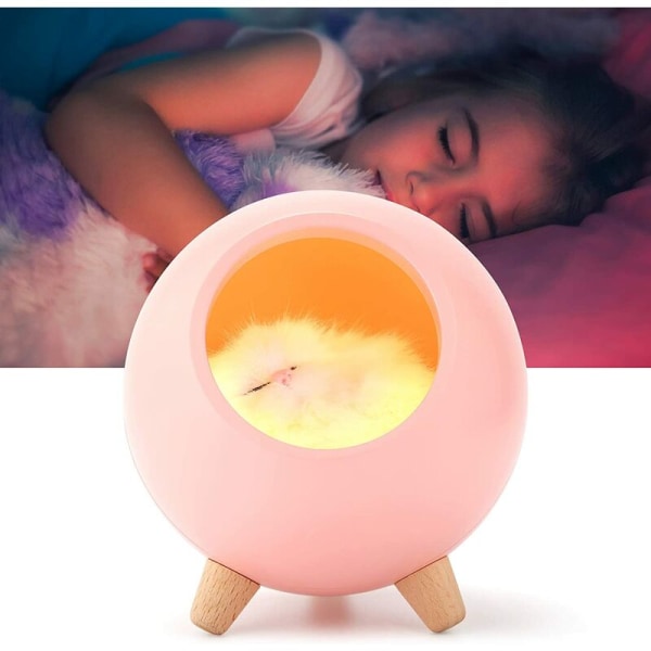 Kattungehus nattlampa hus sänglampa humörljus (rosa (katt))，för vardagsrum och barns sovrum