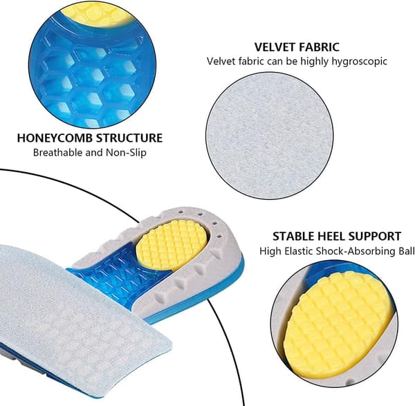 1 par silikone usynlig elastisk stødabsorberende booster indlægssål (2,5 cm) 2.5cm