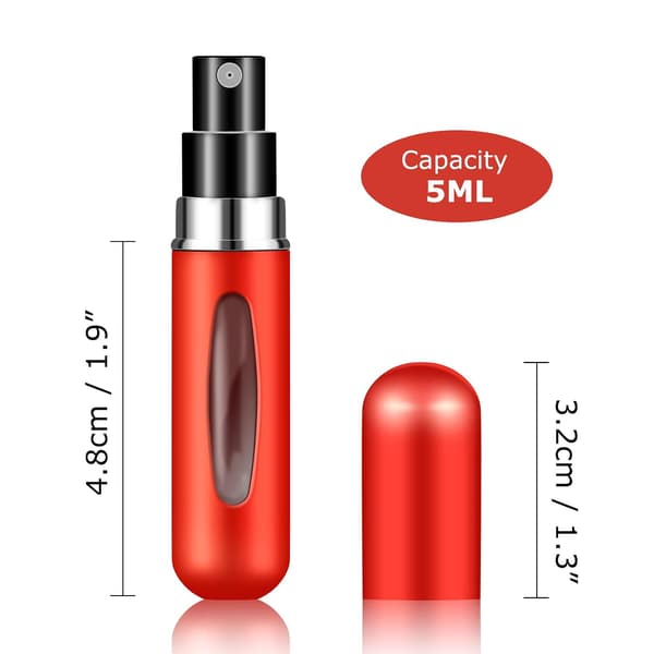2 stk. påfyllbare parfymeatomizerflasker, bærbare mini separate parfymeflasker, reise- og utfluktspraybokser dispensere 5 ml/0,2 oz (rød) Red