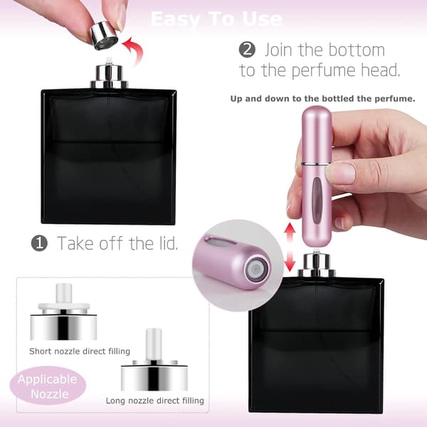 2 stk påfyllbare parfymeflasker, bærbare mini separate parfymeflasker, reise- og utfluktspraydispensere 5ml/0.2oz (rosa) Pink