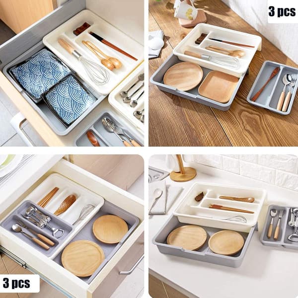 Silverware Organizer, Expanderbar och justerbar bestickförvaringsbricka