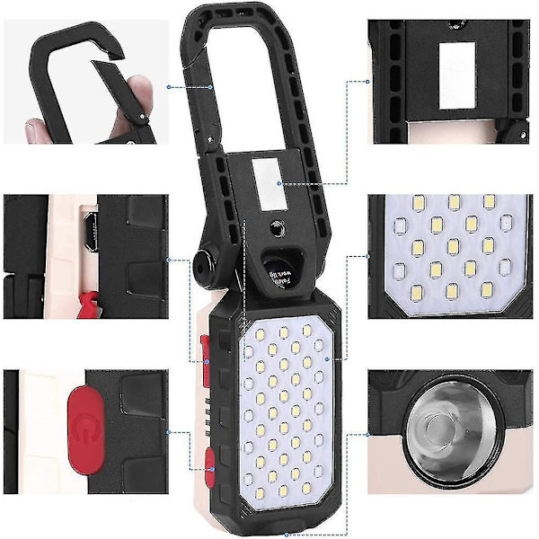 LED-arbetslampor, verkstadslampor, uppladdningsbara strålkastare, för camping, nödsituationer