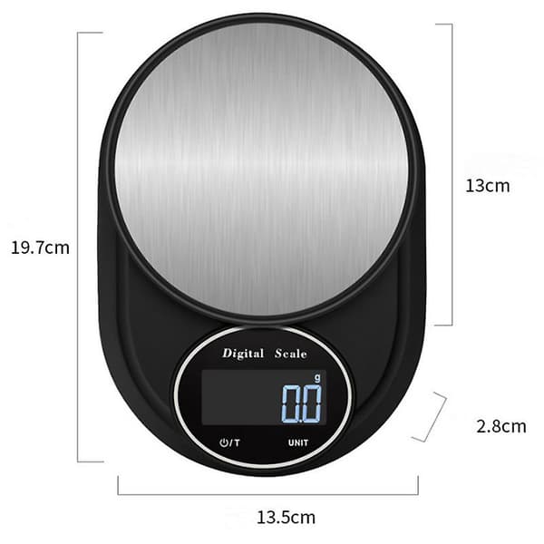 Matvåg 5KG/0.1g Multifunktionell Högprecision Köksskala, 7 enheter/Justerbar