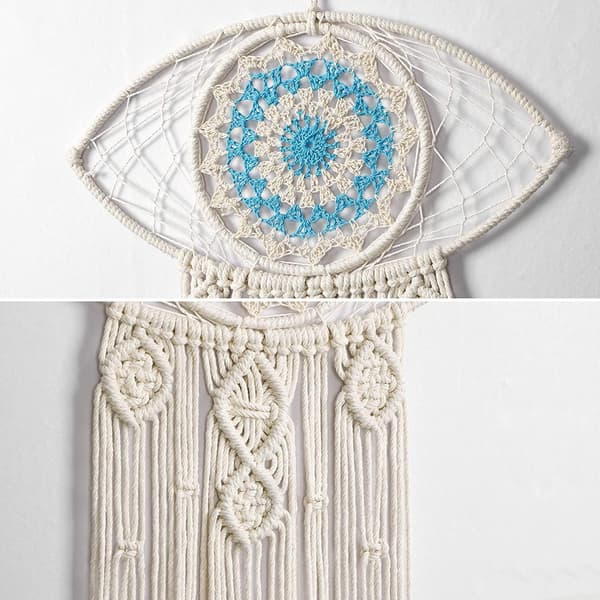 Boho drömfångare, handgjord ögonväggsdekor (ond blick drömfångare) 90 * 35cm