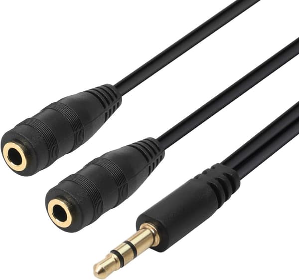 3,5 mm hovedtelefon-øretelefonstik splitterkabel (sort) Black