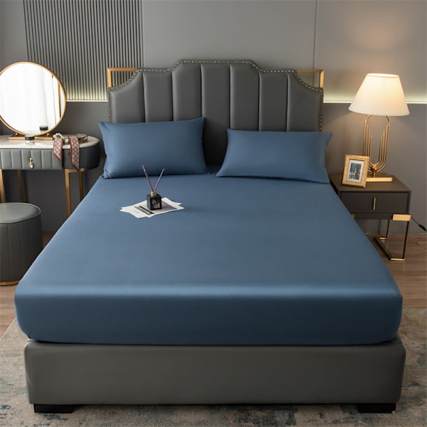 Andningsbar dammtät madrasskydd - Vattentät lakan - 30 cm djup ficka blue 120*200cm