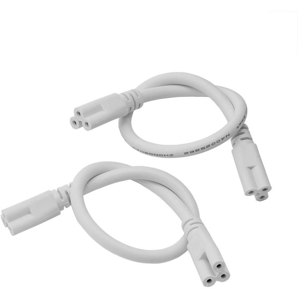 LED-lysrör lampkontakt 3-hålskabel (vit) 2 stycken