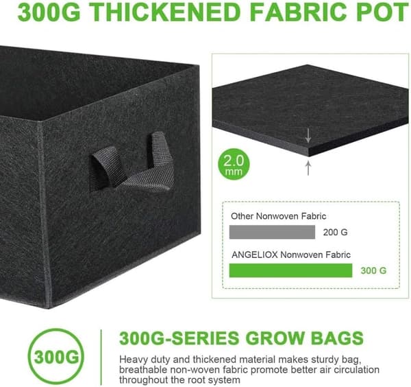 4 st 8 gallons odlingsväskor för växter, rektangulära andningsbara odlingsväskor i non-woven tyg, för blommor och grönsaker