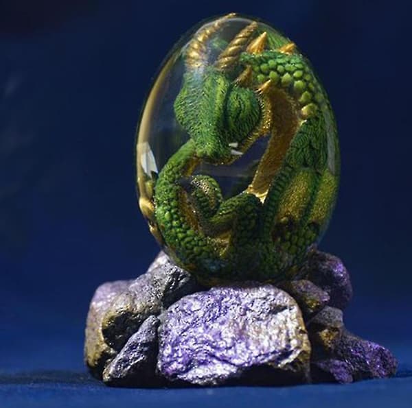 Lava Dragon Egg Crystal Dinosaur Egg Resin Skulptur Prydnader（Blå） Blue