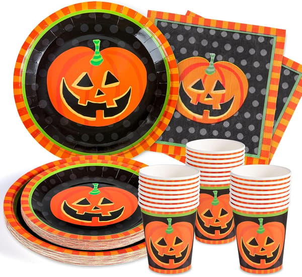 Halloween-fest engångsbestick med pumpa-tema (4 specifikationer) 96 stycken