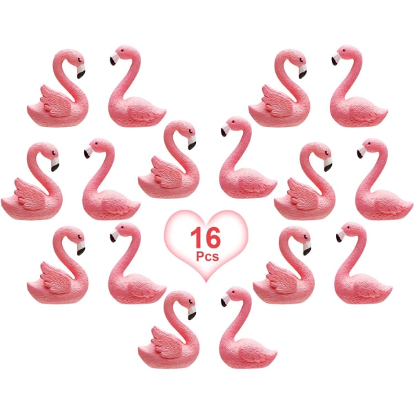 Miniatyr Flamingo Figur Moss Landskap DIY Tillbehör (2 typer) 16 stycken