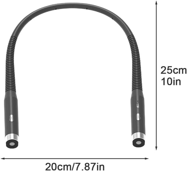 LED Halslæselampe, Håndfri Boglamper til Læsning om Natten, USB Genopladelig (Sort) black