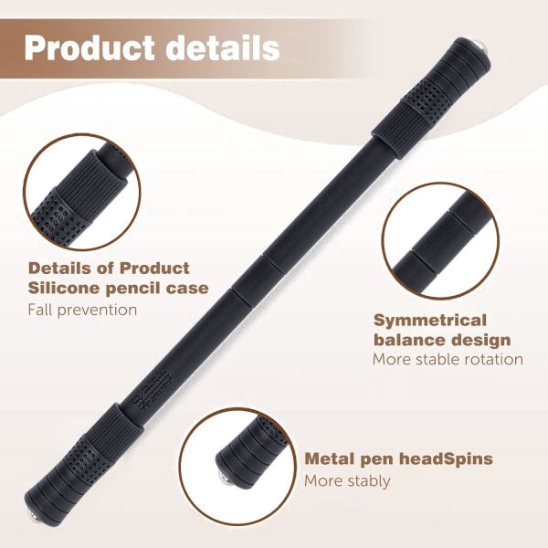 2 stycken spinnande pennrullar Halkfri fingerroterande penna för nybörjare Stress relief