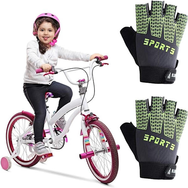 Keleily cykelhandskar för barn, 1 par barnsporthandskar, utomhussporthandskar（grön） Green