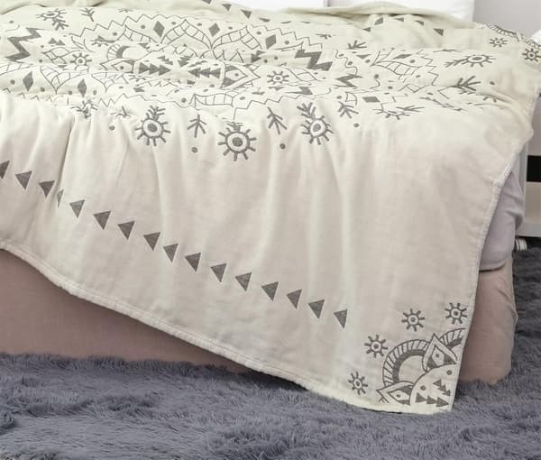 Bomuldstæppe Boho Sengetæppe Dobbeltsidet Tæppe Sengetøj Sofabetræk Lagen (150 x 200 cm)