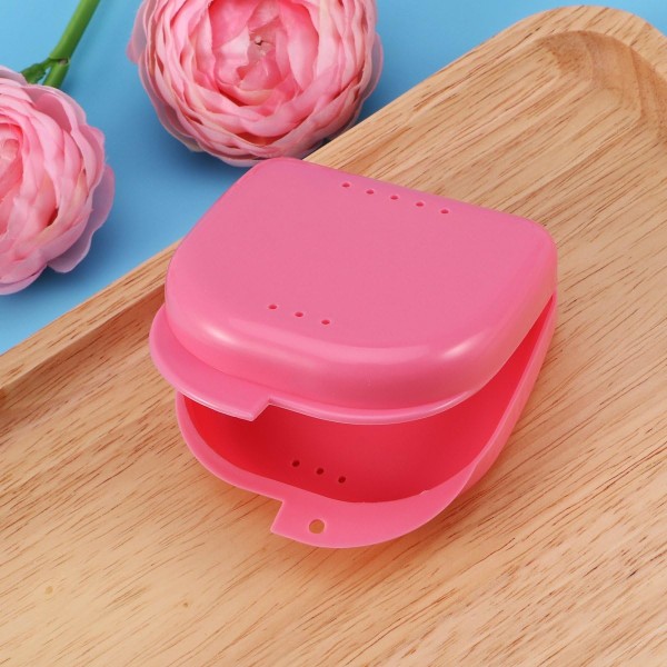 Bärbar Flip Snap Braces Retainer Förvaringsbox Protesplaceringsbox (rosa) Pink
