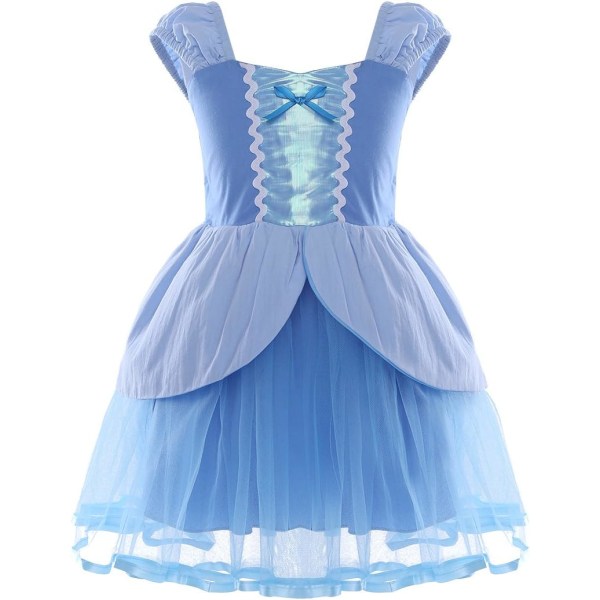 Barn Baby Girl Princess Klänning Upp Kostym Saga Fancy Klänningar för Födelsedagsfest Halloween Cosplay Himmel Blå—L storlek 110cm