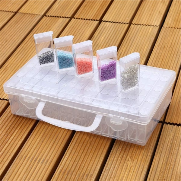 Glaspärlor Förvaringslåda Transparent Mini Plastic Organizaer DIY 64 Grid