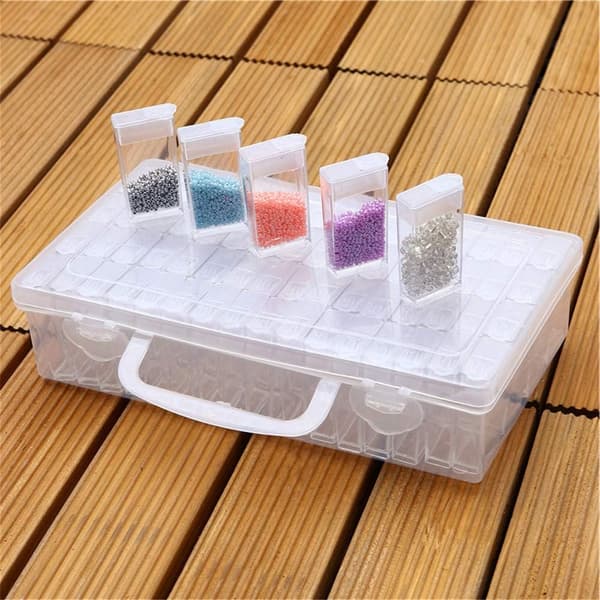 Glasperle opbevaringsboks Gennemsigtig Mini Plast Organizer DIY 64 Gitre