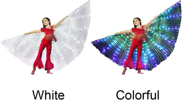 LED Mavedans Isis Vinger, LED Englevinger, Karneval Vinger, hvid white