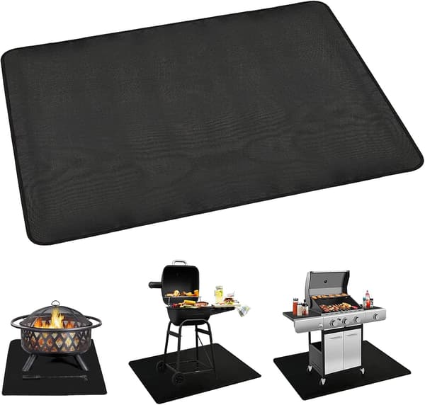 3-lags stor sort rektangulær bålfadsmåtte grillbeskyttelse til grill, græs, terrasse foldbar - Størrelse 80 x 75 cm 800*750mm
