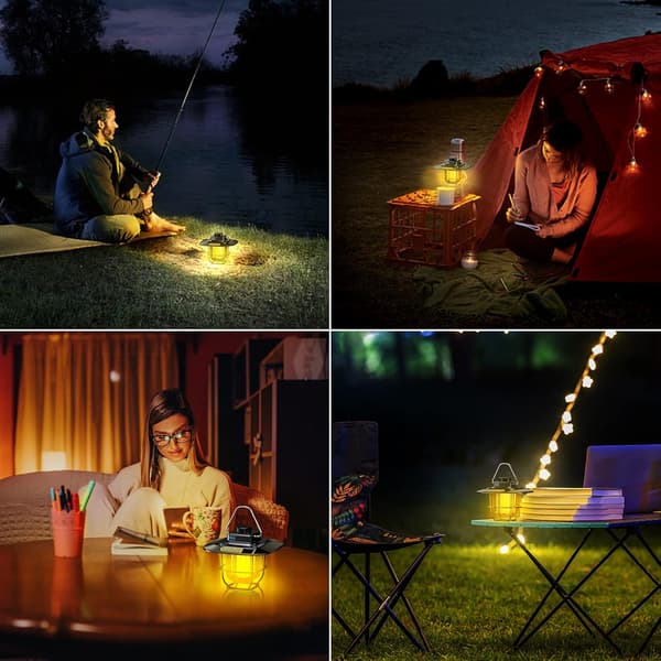 Campinglanterne, oppladbar retro campingteltlampe