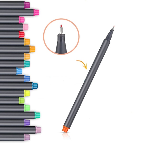 Färgade pennor för journalföring, 48 levande färger Fineliner-pennor