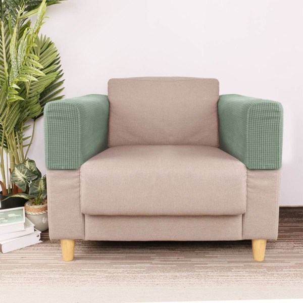 2PCS Soffa Armstödsöverdrag, Justerbara, Stretch Soffa Armstödsöverdrag, Halkskydd Möbelskydd (grön) green
