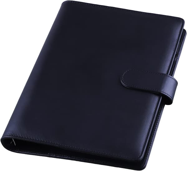 Læder A5 Ringbind Planner Notesbog Planner med Magnetisk Spænde (Indre Papir Ikke Inkluderet) - Sort Black