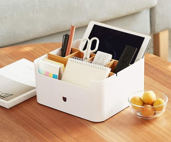 Højkvalitets Multifunktionel Bambus Make-up Organizer med 6 Rum og 1 Skuffe