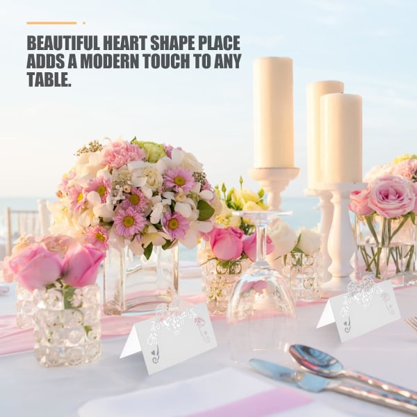 50st Hjärtformade ihåliga bord Nummer Namn Platskort - Bröllopsfest dekoration