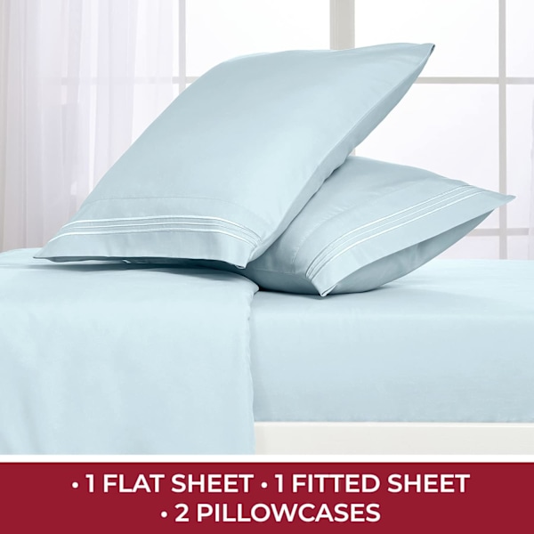 Full Size Sängkläder Set - Lyxhotell Sängkläder och Örngott - Ultra Mjuka Svala Lakan - Rynk-, Blek-, Fläckbeständiga - 4 Pack (Himmelsblå,FULL)