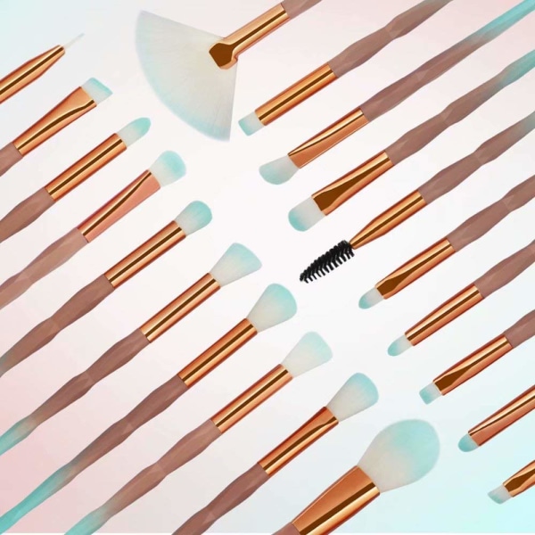 Sminkborste set eyeliner fransar läppverktyg kit 20 st färgglad lila