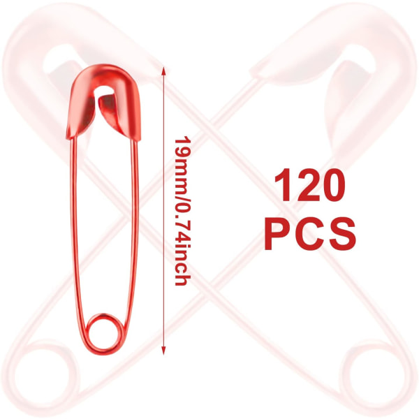 120 st 19 mm mini säkerhetsnålar metall säkerhetsnålar för konsthantverk sömnad smycken (röd) Red