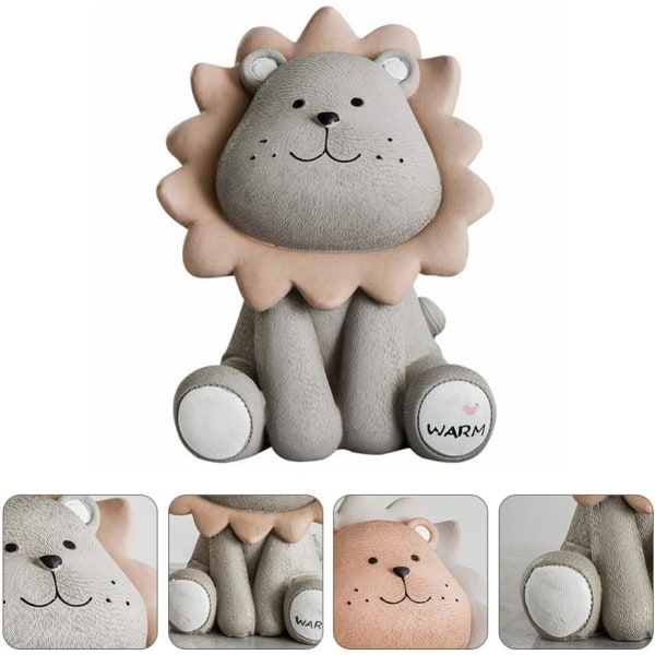 Lion Coin Bench Kids Cute Cartoon Piggy Bank Birthday Gift（small,Grey） Grey S