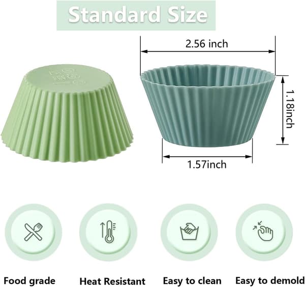 Silikone Cupcakeforme Genanvendelige Køkken Bageforme Non-stick Muffinforme Sæt