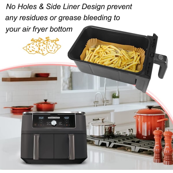 100 st engångsluftfritöspapper, rektangulär