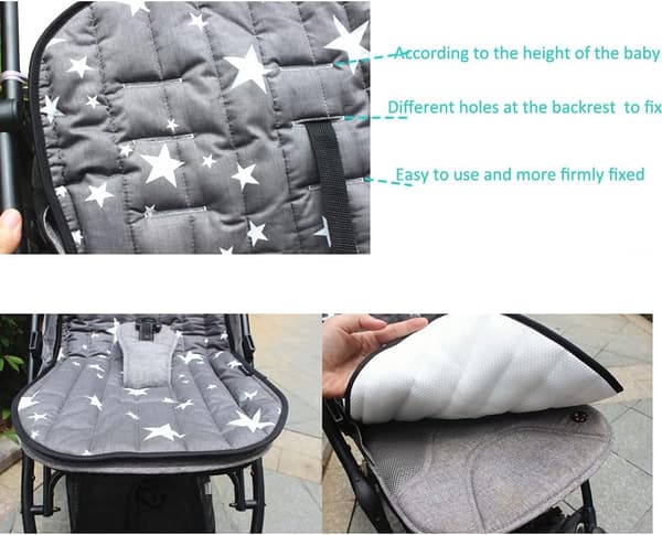 Babyskyddssitsfoder Barnvagnssittdyna Sitsstoppning Universal Reversibel 78x36cm (stil 1) grey